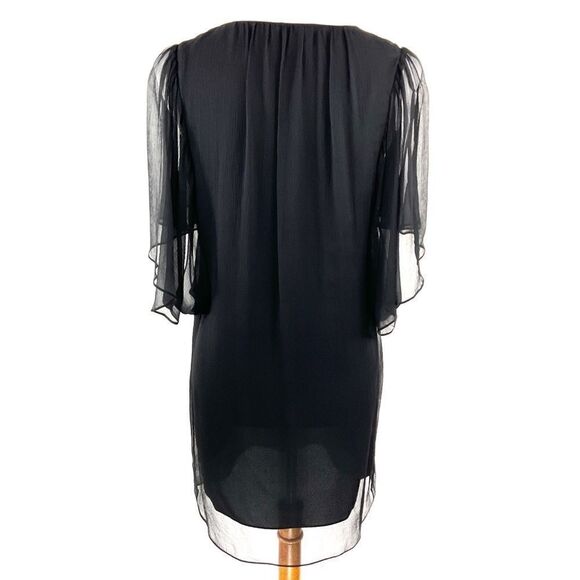 Milly Black Ruffle Silk Gauze Layered Shift Dress 2 - Picture 5 of 7